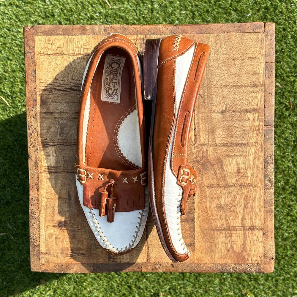 Chloe Brown and White Loafers